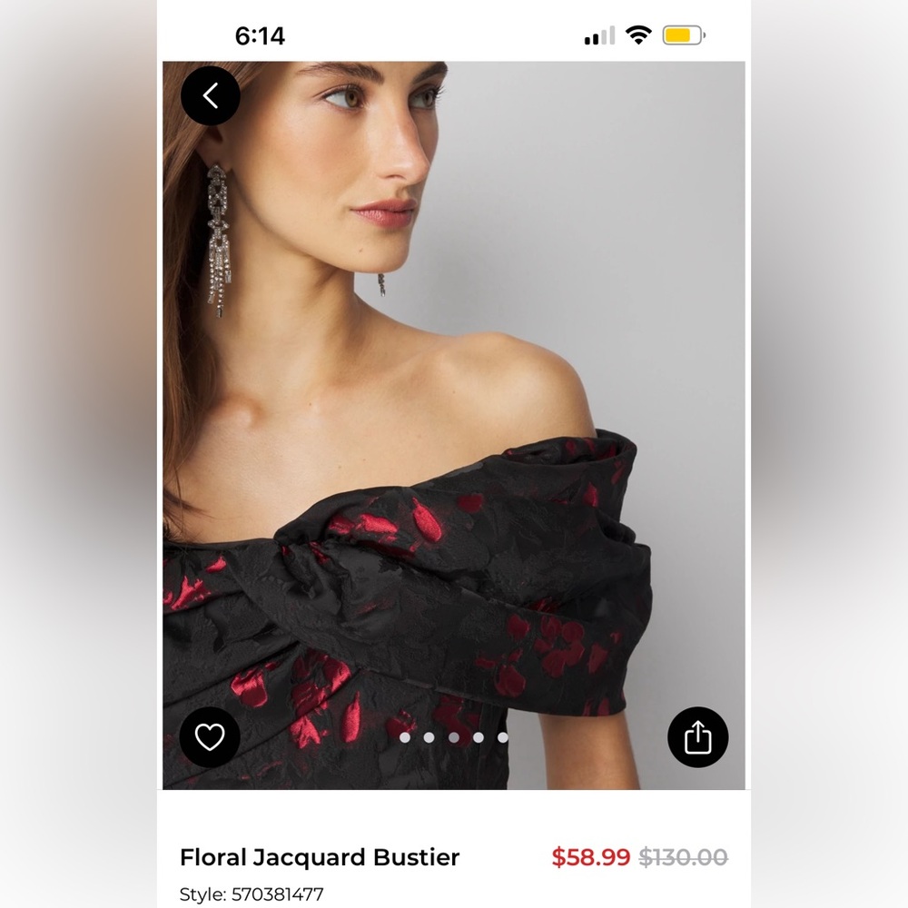 White House black market Floral Jacquard Bustier - Black and Red NWT Sz 4 - Picture 6 of 8